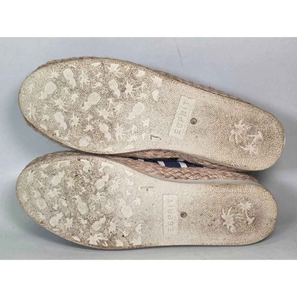 Esprit Ellery Women's Espadrille Size 7 M Navy White Slip On Moccasin Shoes‎